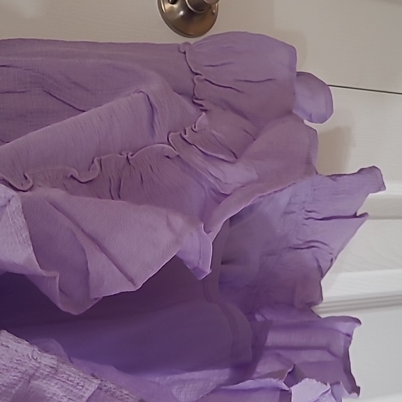 Wearing Rn🌷LOVE TREE Lavender Crochet Open Back Bow Tie Lace Waist Band Dress - Picture 7 of 11